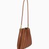 Damen Melie Bianco Taschen | Plissierte Schultertasche Carrie Aus Veganem Leder - Cognac