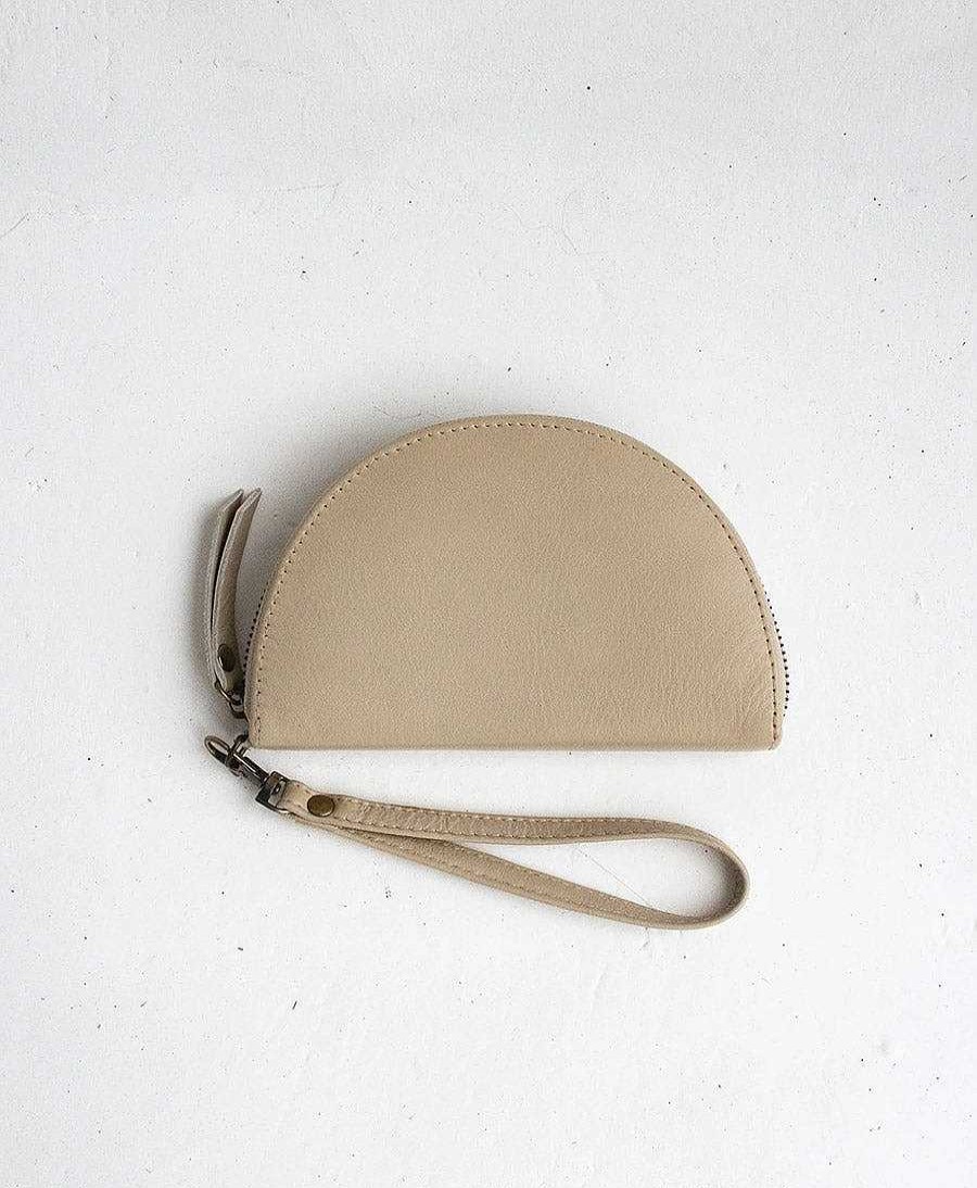 Damen MANDRN Portemonnaie | Halbrundes Portemonnaie Aus Leder - Wedge Wallet Bone