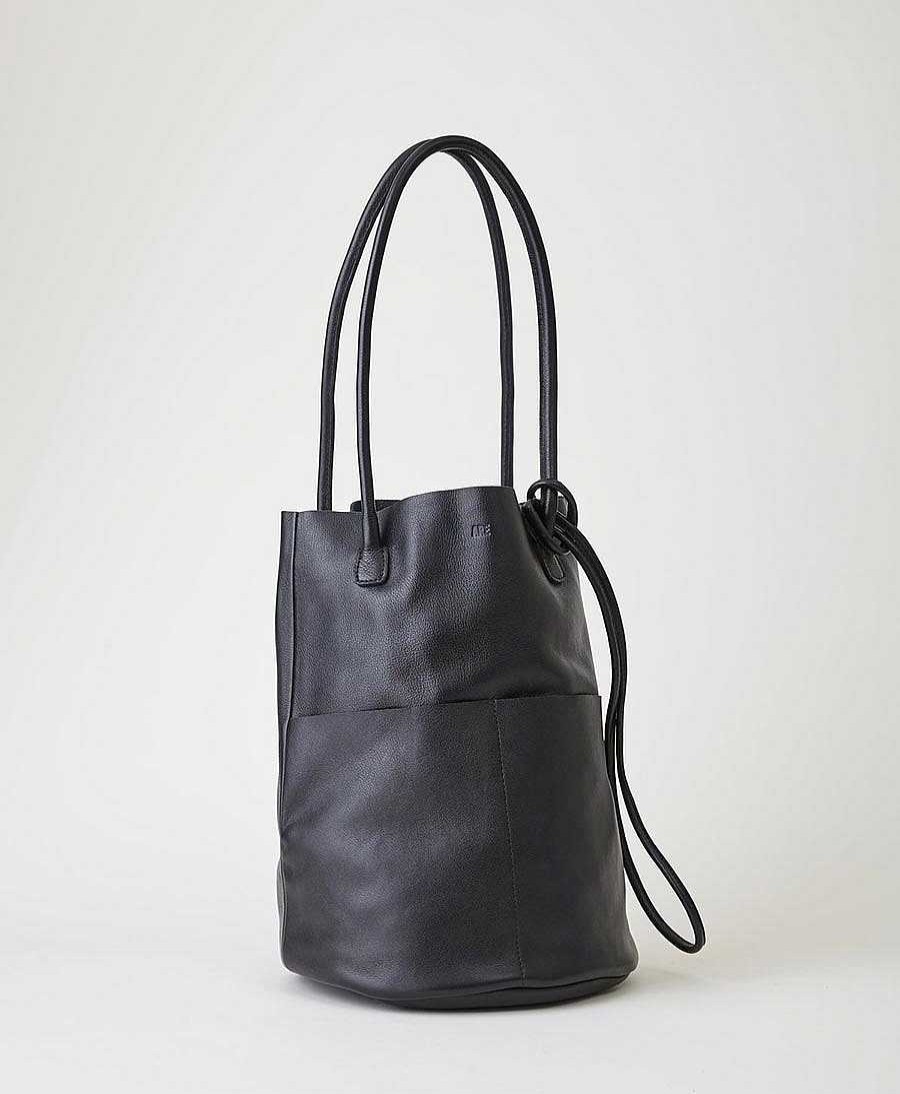 Damen Are Studio Taschen | Schultertasche Barrel - Leder, Schwarz