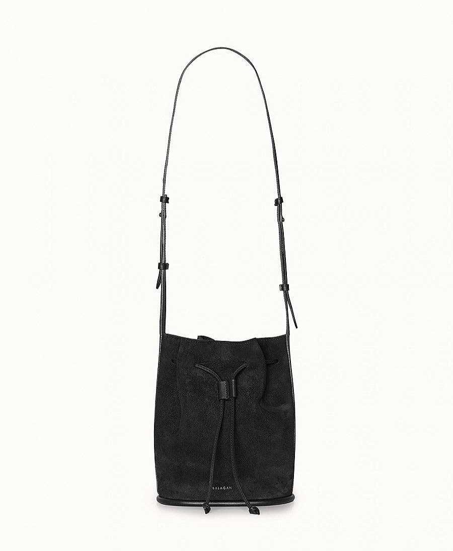 Damen Balagan Taschen | Bucket Bag Aus Leder "Dli" - Velvet - Schwarz