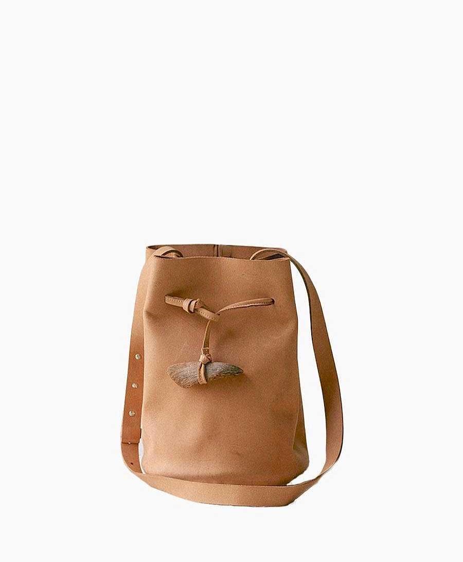 Damen Tigre de Salon Taschen | A'Mia Bucket Bag Aus Leder - Natur