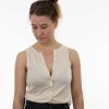 Damen By Signe Oberteile | Yakamoz Tanktop Aus Viskose Mit Kn Pfen - Ecru