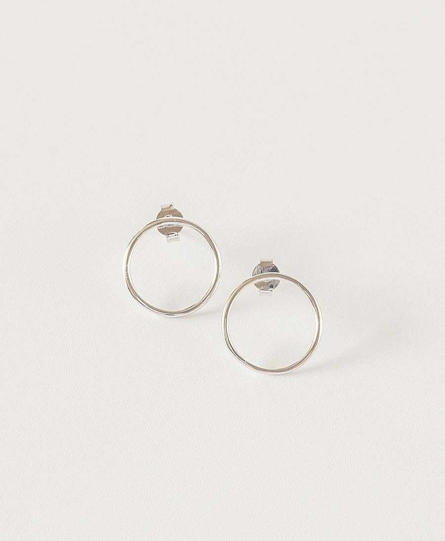 Damen V Design Lab Ohrringe | Small Circle Ohrstecker Mit Weissgold Vergoldet