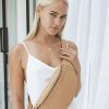 Damen MANDRN Taschen | Bauchtasche Aus Hellem, Gewebtem Leder - Woven Atlas Sand