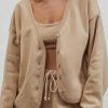 Damen DONNI. Oberteile | The Eco-Fleece Cardigan - Beige