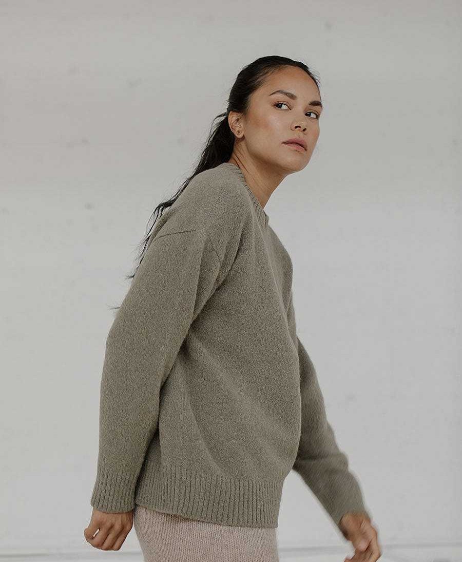 Damen BARE Knitwear Oberteile | Classic Crew Strickpullover - Lichen