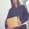 Damen Balagan Taschen | Bucket Bag Aus Leder "Champagne" - Naturleder