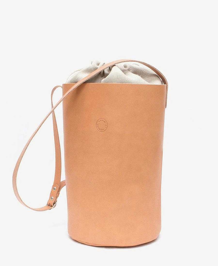 Damen Marin et Marine Taschen | Grosse Bucket Bag Aus Leder - Natur