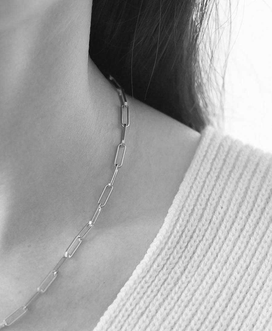 Damen V Design Lab Halsketten | Essentials Chain Necklace - Halskette Mit Weissgold Vergoldet