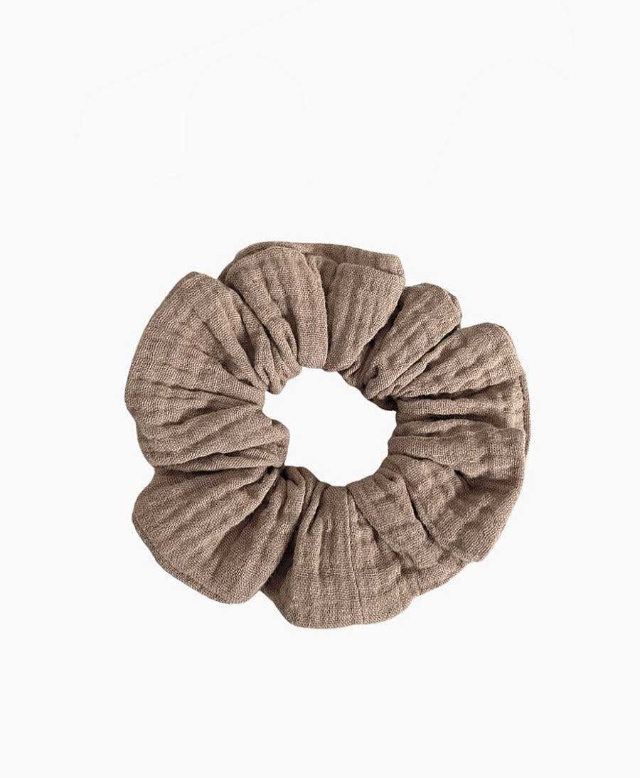 Damen Morena Isabel Haaraccessoires | Scrunchie Taupe Aus Bio-Baumwolle / Musselin