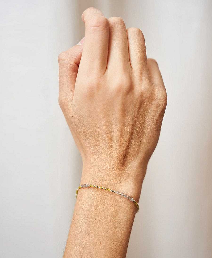 Damen YOOMEE Bracelet & Armringe | Bracelet Dina Silber - Labradorit - Lime