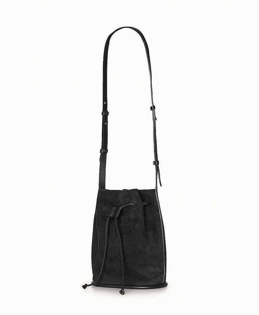 Damen Balagan Taschen | Bucket Bag Aus Leder "Dli" - Velvet - Schwarz