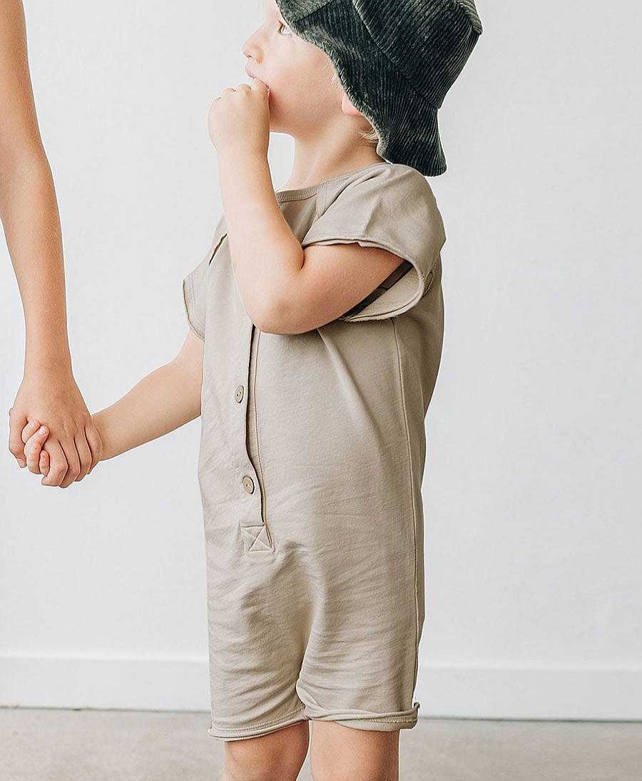 Kinder Kidwild Kinderkleidung | Organic Romper - Kurzer Jumpsuit - Pebble