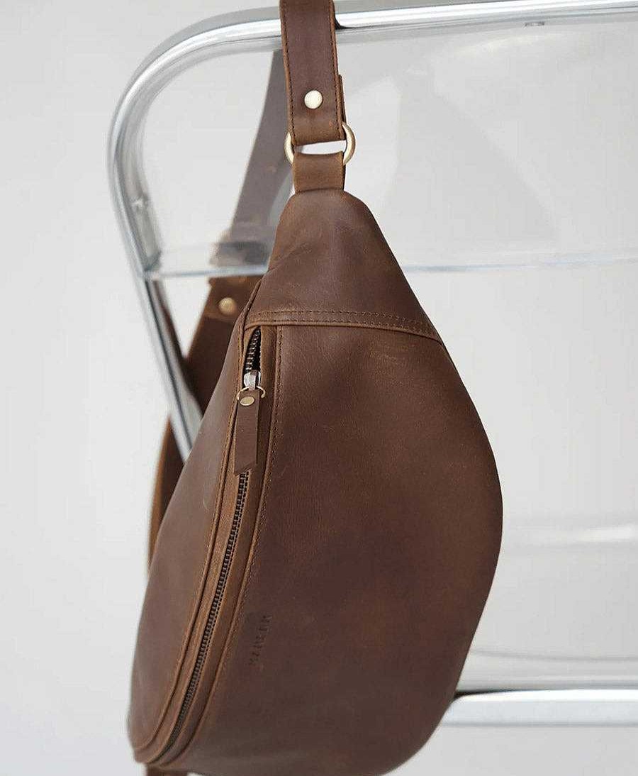 Damen MANDRN Taschen | Bauchtasche Aus Dunkelbraunem Leder - The Atlas Saddle