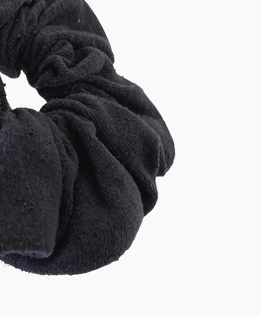 Damen Clomes Haaraccessoires | Grosses Scrunchie Aus Bourette Seide - Schwarz