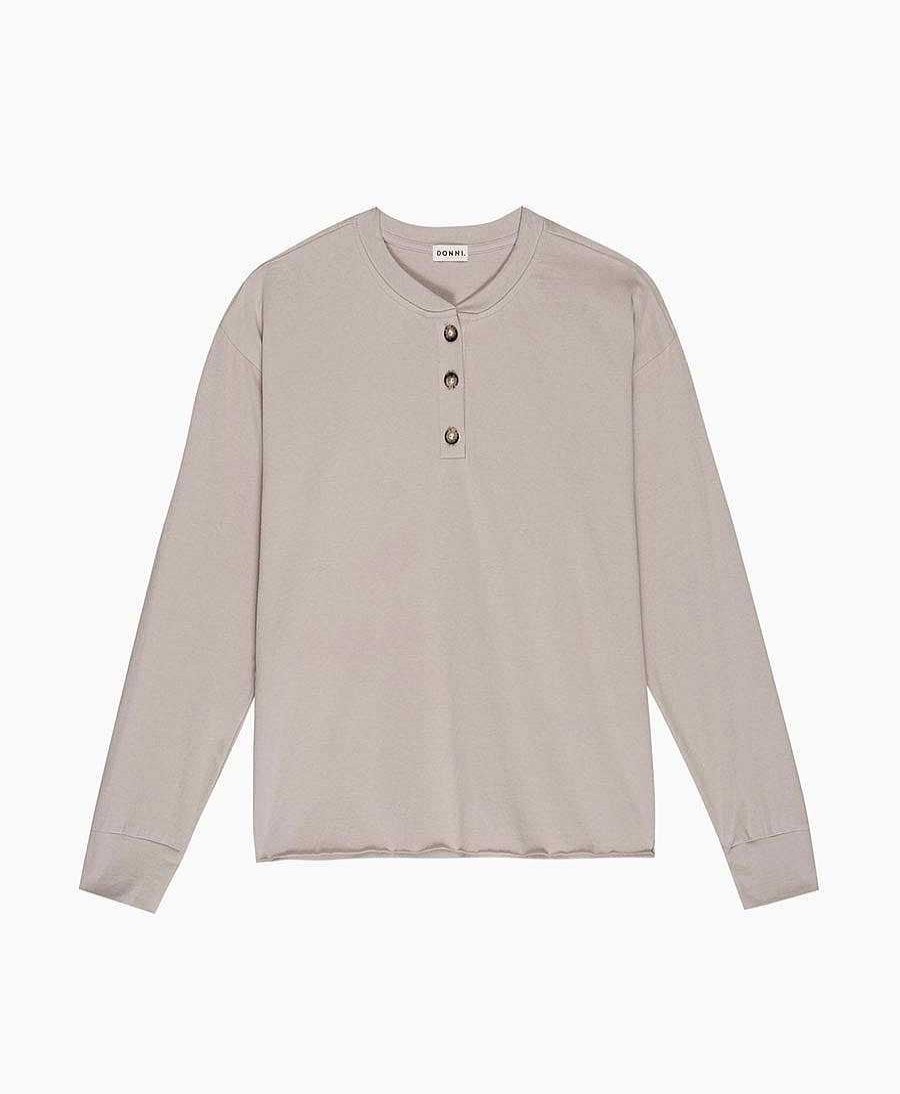 Damen DONNI. Oberteile | The Henley Tee Aus Baumwolle - Steinbeige