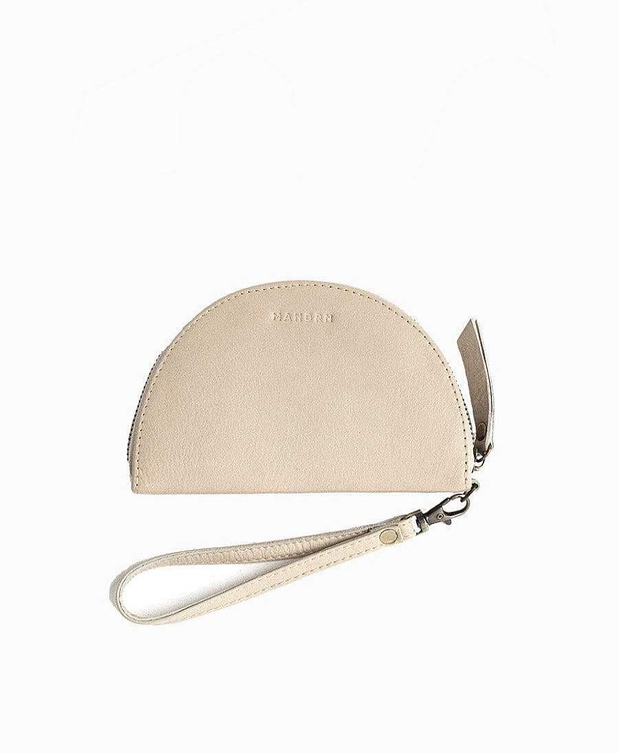 Damen MANDRN Portemonnaie | Halbrundes Portemonnaie Aus Leder - Wedge Wallet Bone