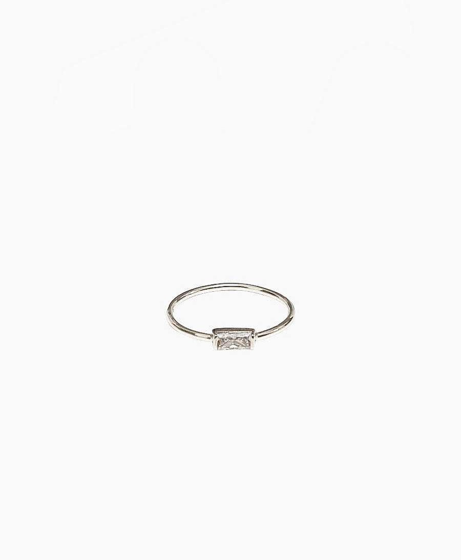 Damen Wild Fawn Fingerringe | Fingerring Silber "Rectangle Gemstone Ring"