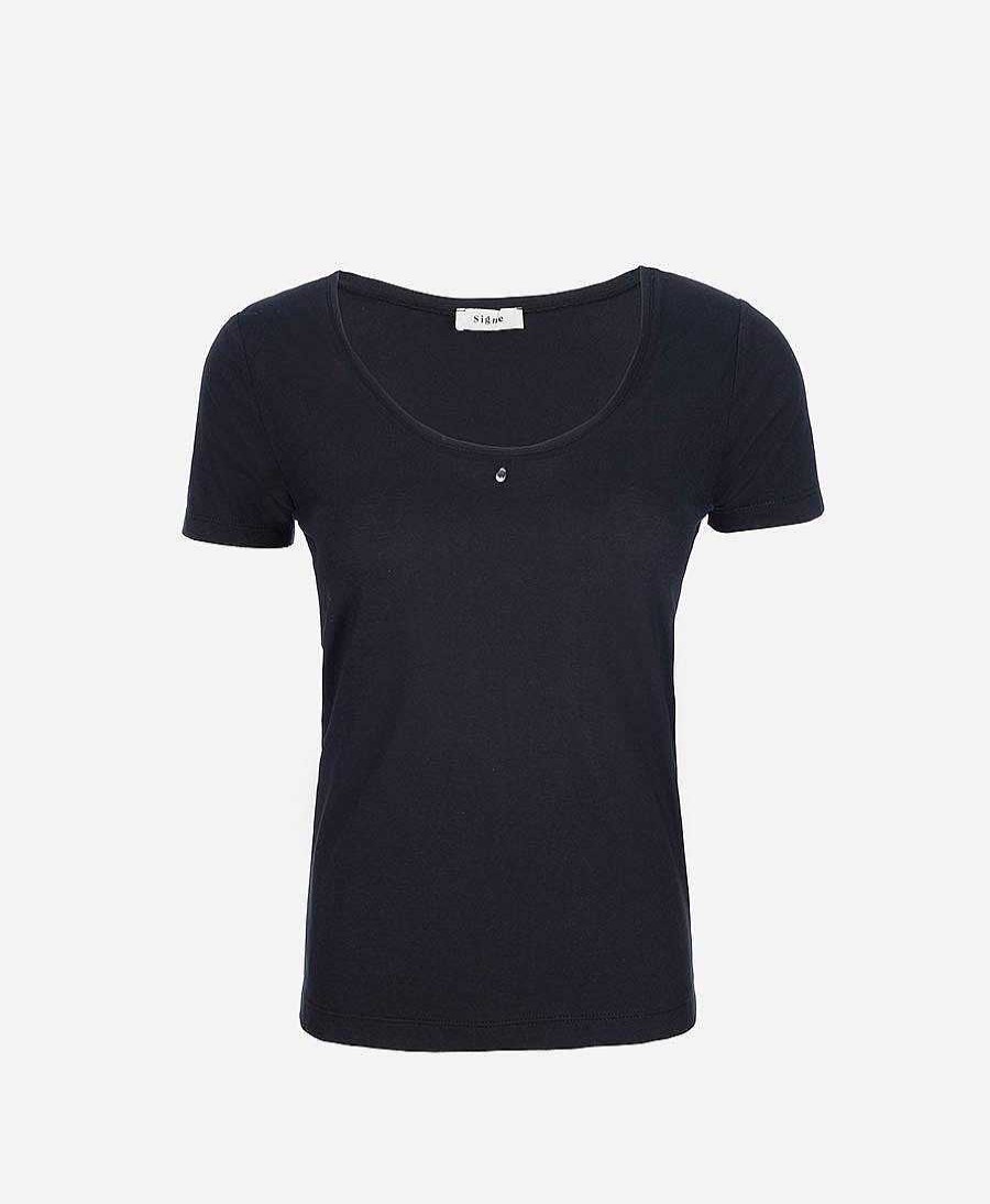 Damen By Signe Oberteile | Suyu T-Shirt Aus Baumwolle - Schwarz