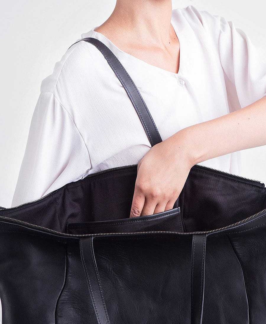 Damen Balagan Taschen | Grosse Tasche Aus Leder "Ima Bag L" - Schwarz