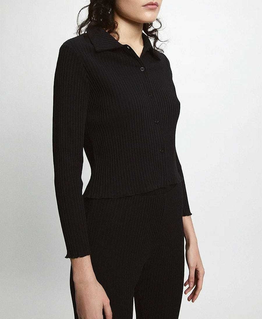 Damen Rita Row Oberteile | Strickshirt / Cardigan Pike - Schwarz