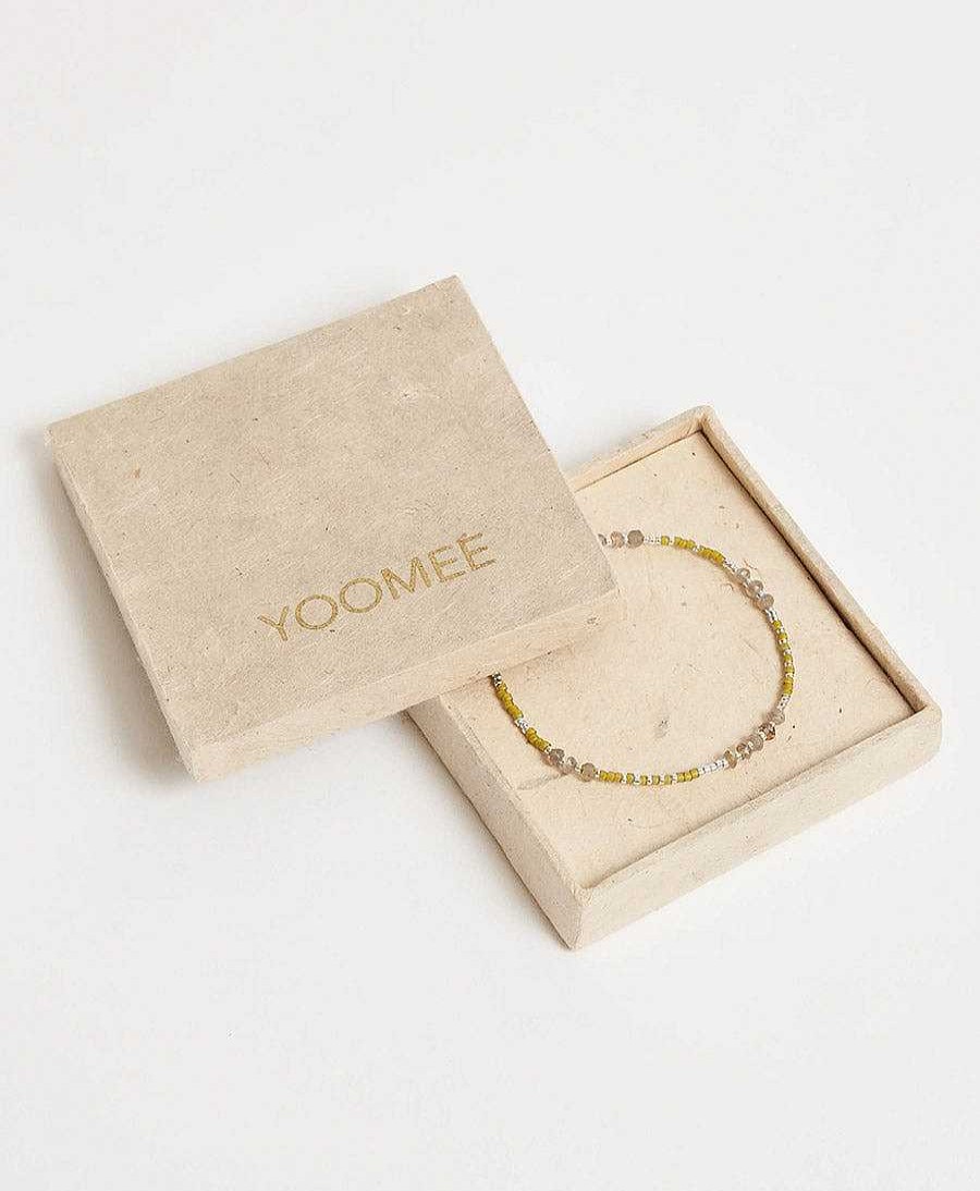 Damen YOOMEE Bracelet & Armringe | Bracelet Dina Silber - Labradorit - Lime