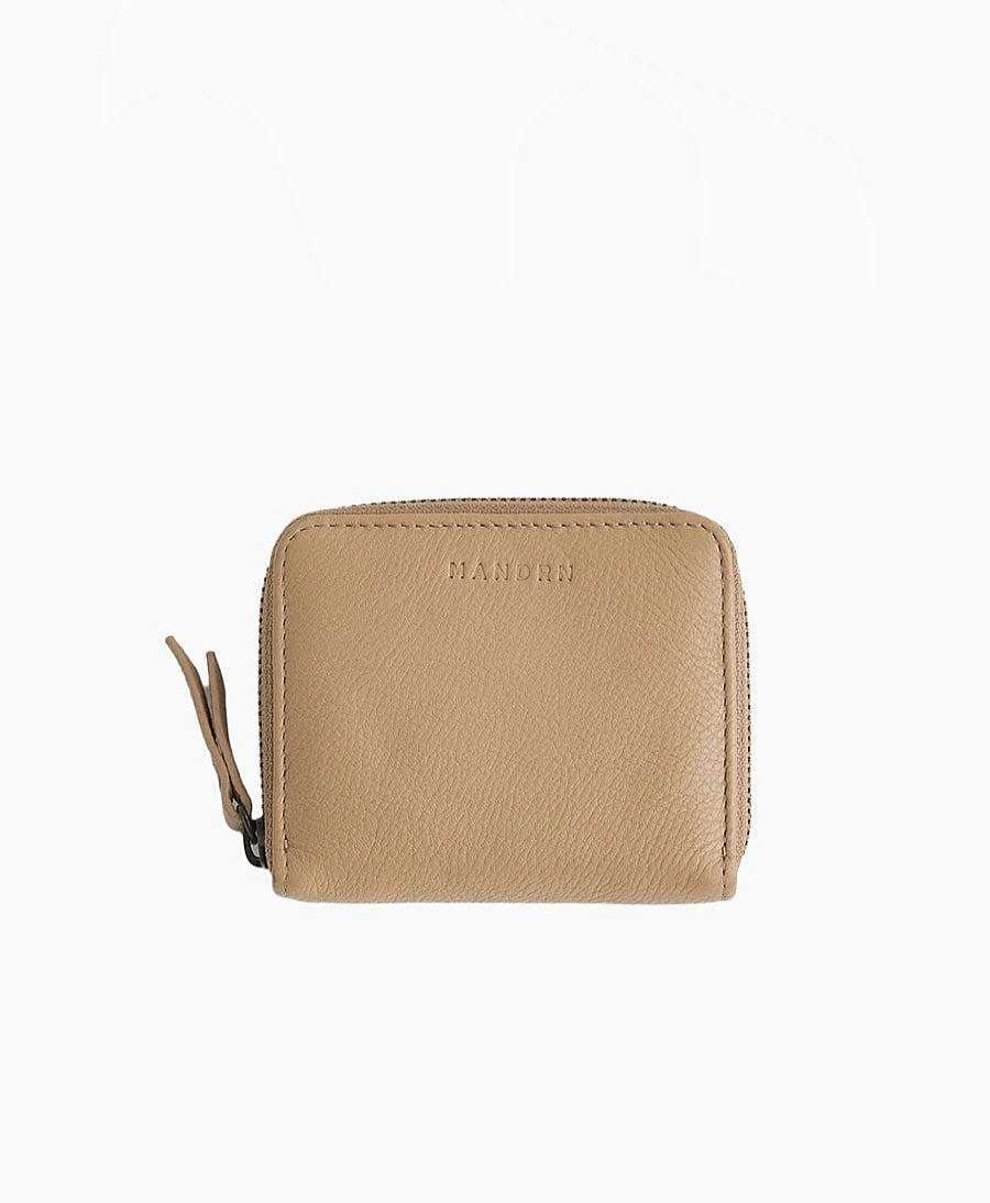 Damen MANDRN Portemonnaie | Portemonnaie Aus Leder - Quin Wallet Sand