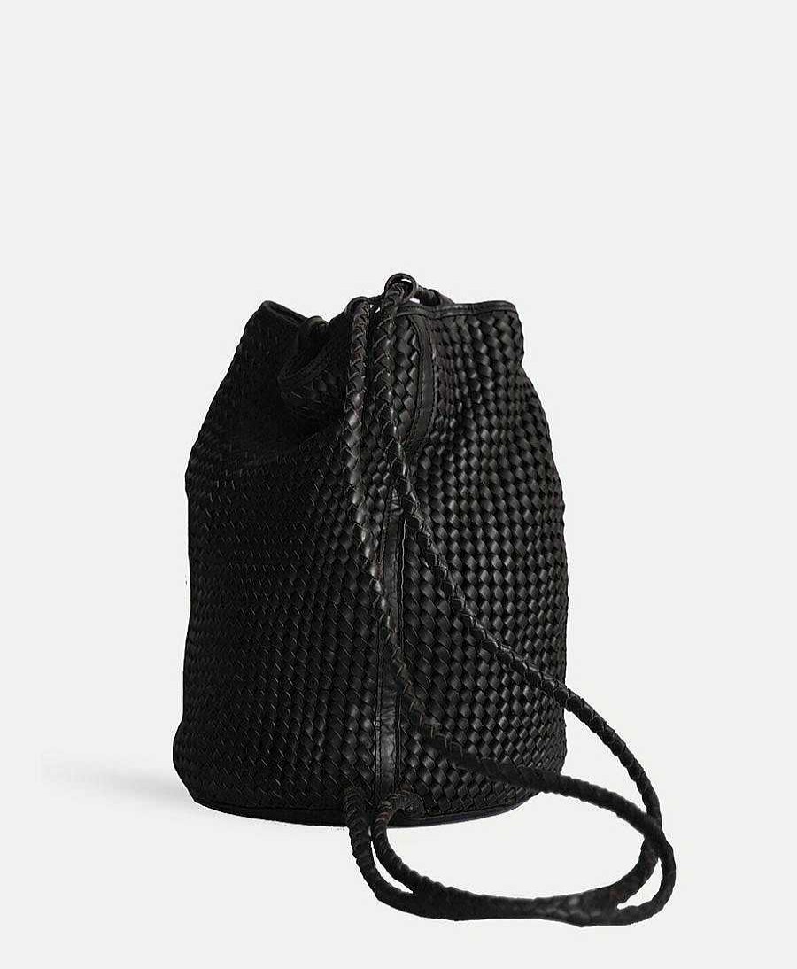 Damen BEMBIEN Rucks Cke | Geflochtener Leder-Rucksack "Ava" - Schwarz