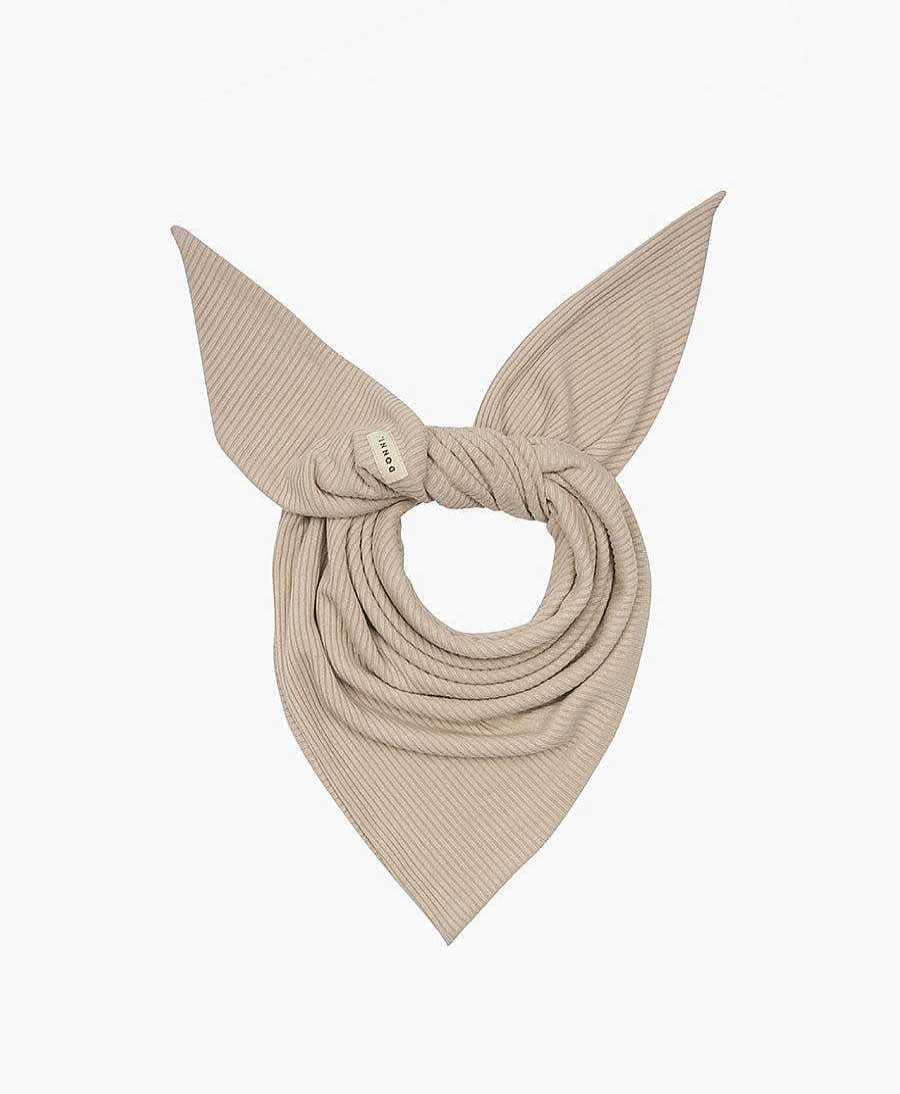 Damen DONNI. M Tzen, H Te & Schals | Kleines Halstuch "Rib Knit Neck Scarf" - Beige