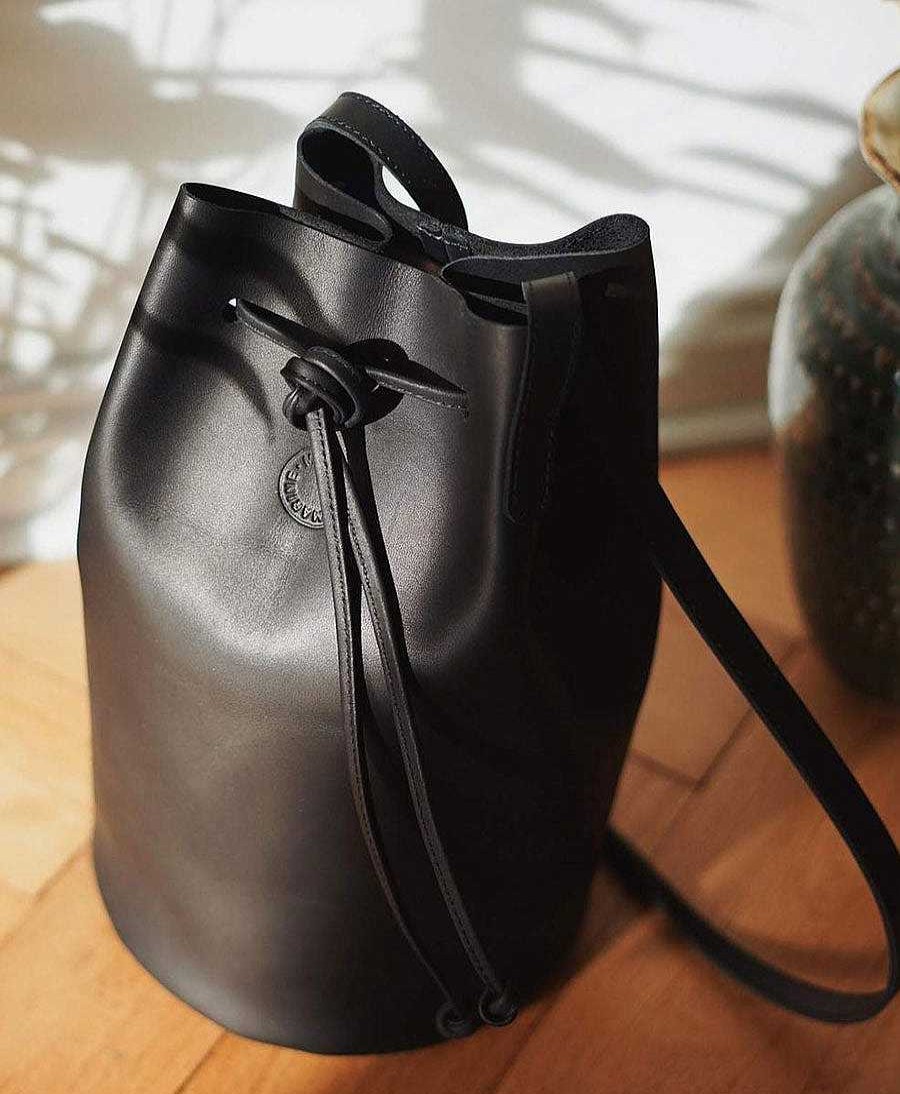 Damen Marin et Marine Taschen | Bucket Bag Aus Leder - Schwarz