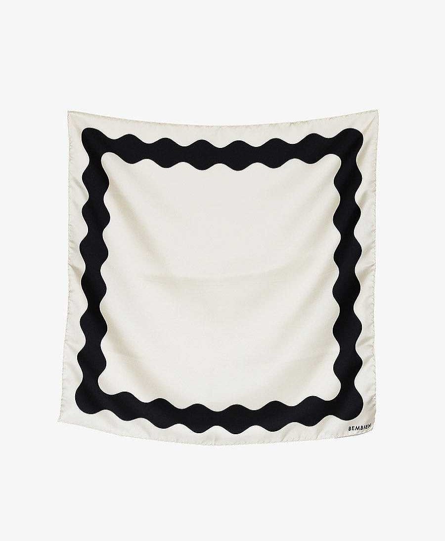 Damen BEMBIEN M Tzen, H Te & Schals | Seiden-Foulard "Boule Scarf" - Creme / Noir