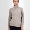 Damen Les Racines du Ciel Oberteile | Strickjacke Mit Reissverschluss Clara - Hellgrau