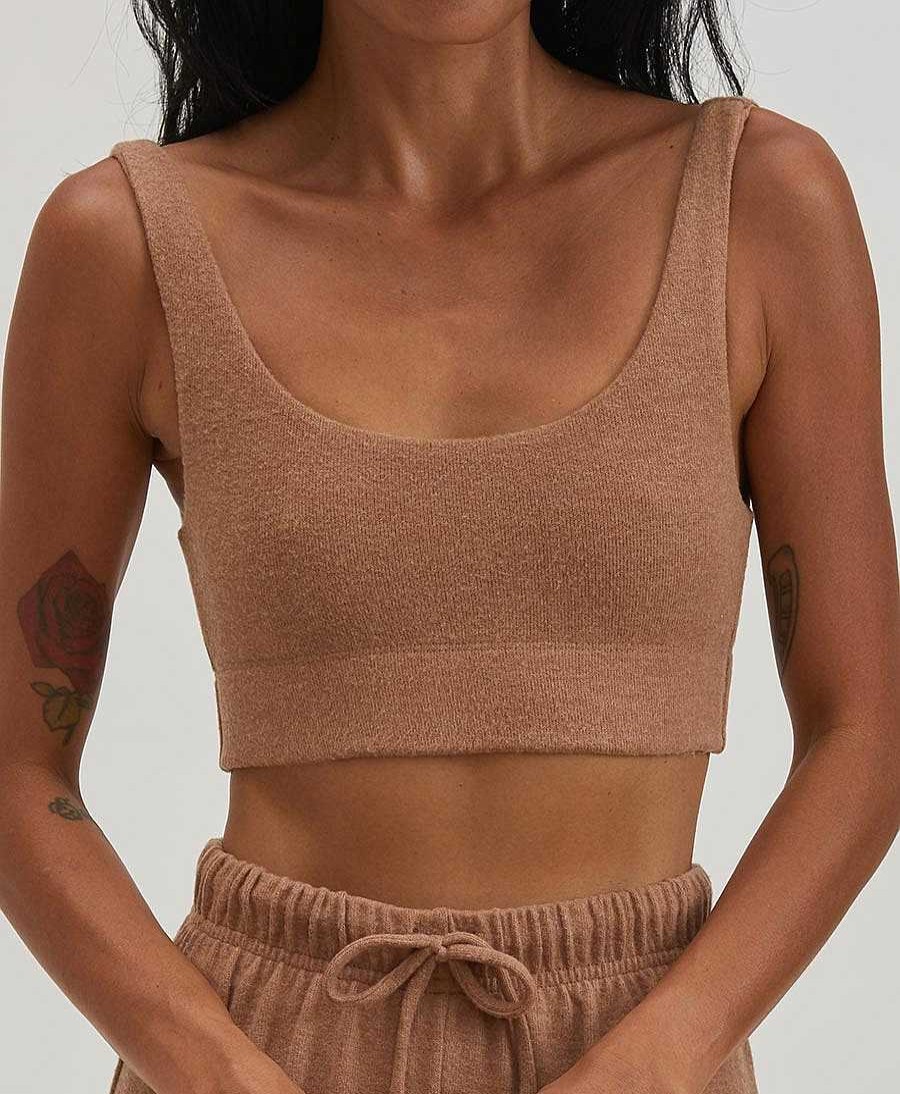 Damen DONNI. Oberteile | The Sweater Bra Top - Braun / Camel