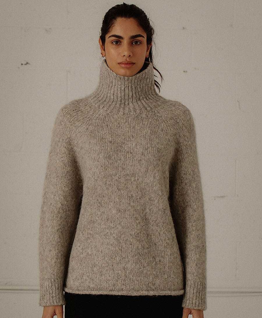 Damen BARE Knitwear Oberteile | Stanley Strickpullover / Rollkragenpullover - Hellgrau