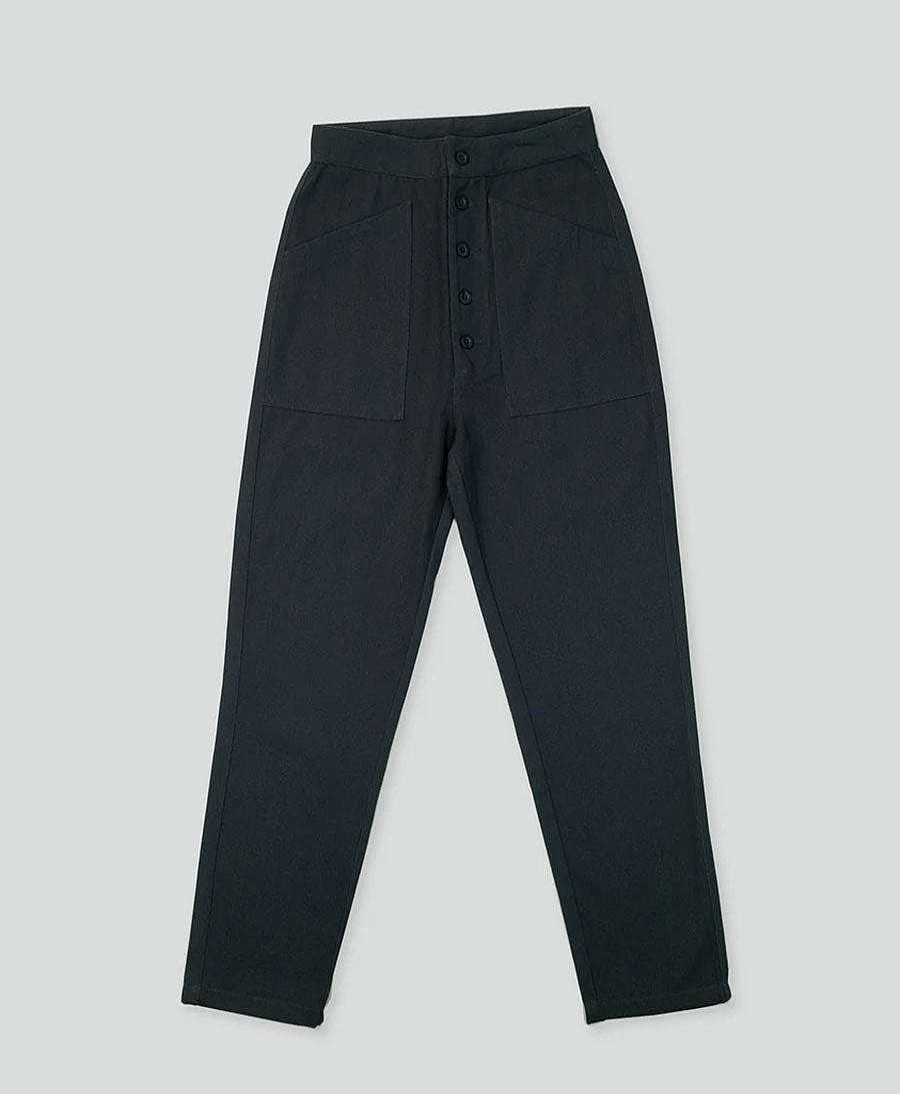 Damen Micaela Greg Unterteile | Hose Aus Bio-Baumwolle Anthrazit - Charcoal Work Pant