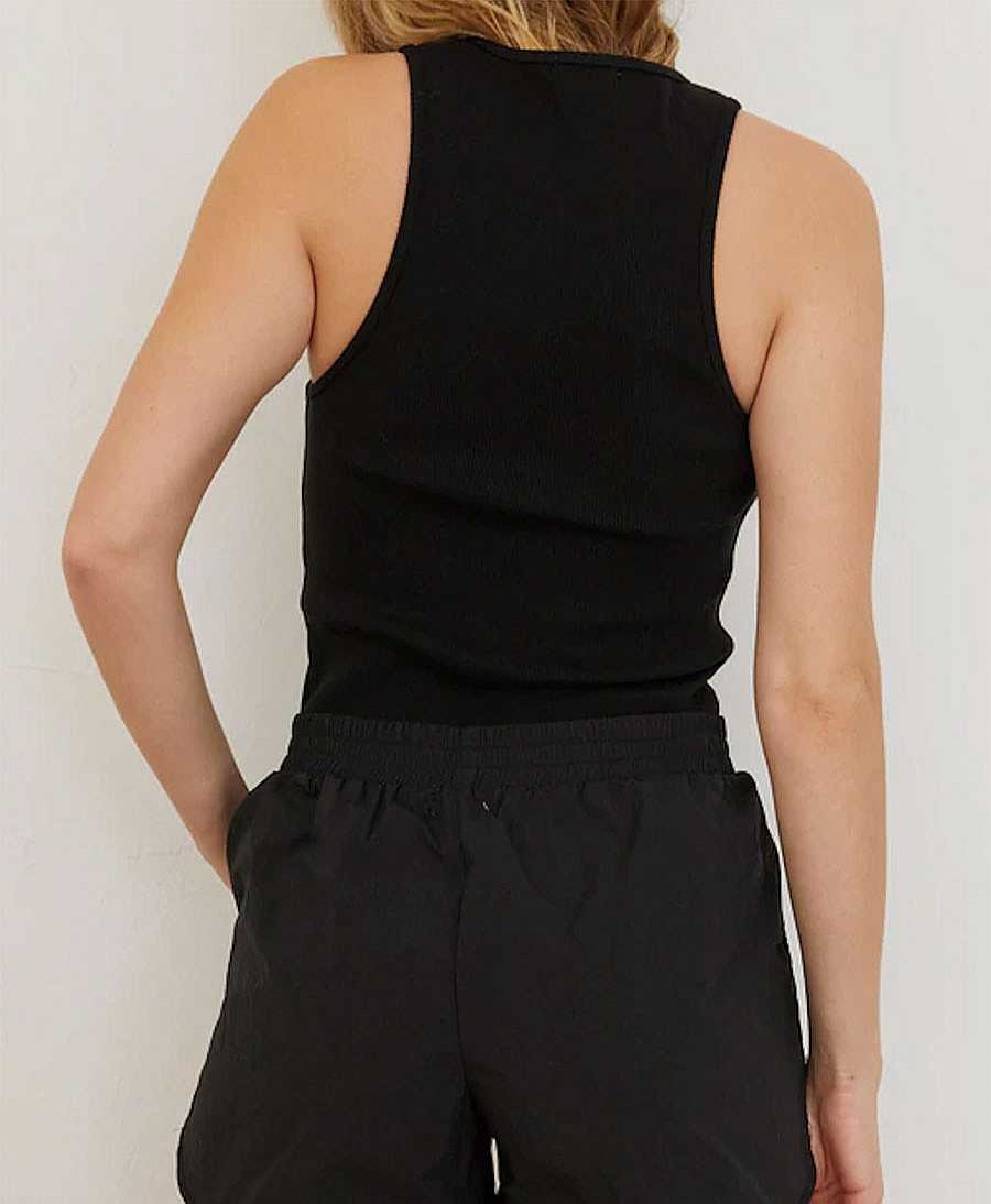 Damen DONNI. Oberteile | Geripptes Tank Top - Schwarz