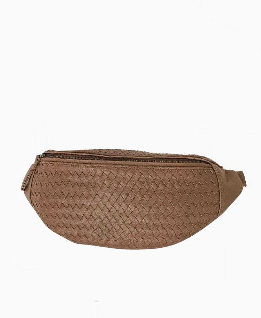 Damen MANDRN Taschen | Bauchtasche Aus Gewebtem Leder - Woven Atlas Tan