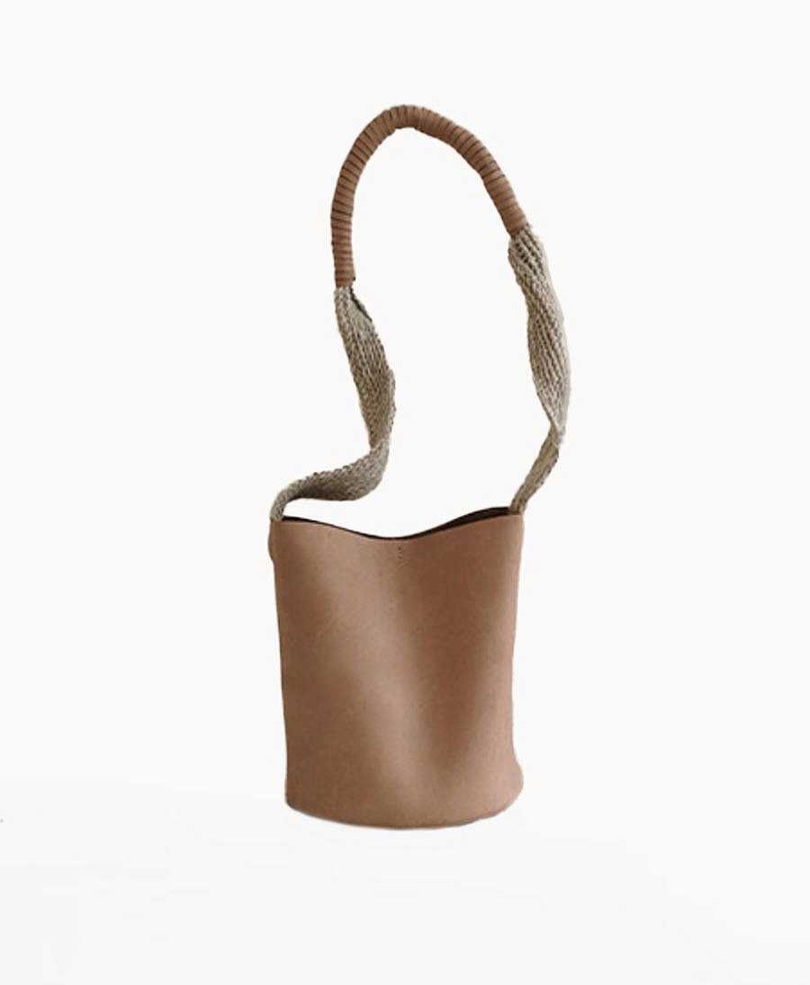 Damen Tigre de Salon Taschen | Coraje Kleine Bucket Bag Aus Leder - Natur