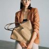 Damen Are Studio Taschen | Schultertasche Fan - Leder, Beige