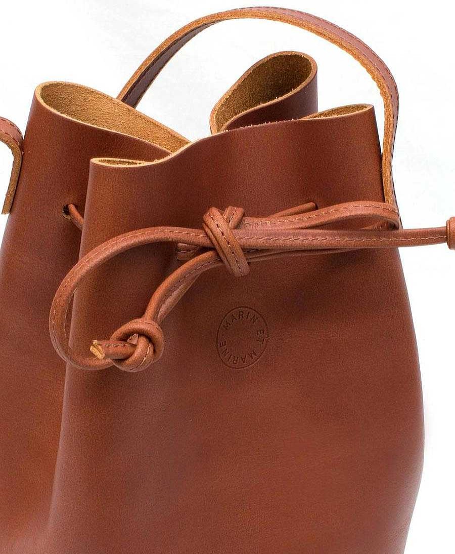 Damen Marin et Marine Taschen | Bucket Bag Aus Leder - Cognac