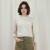 Damen Micaela Greg Oberteile | Feinstrick Top - Lace Knit Top Cream