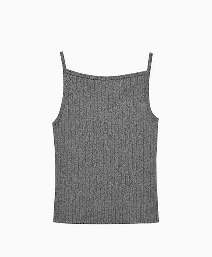 Damen DONNI. Oberteile | Tanktop Sweater Rippenstrick - Dunkelgrau