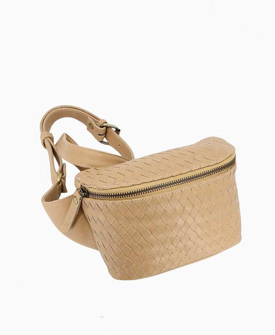 Damen MANDRN Taschen | Bauchtasche Aus Gewebtem Leder - The Woven Remy Sand