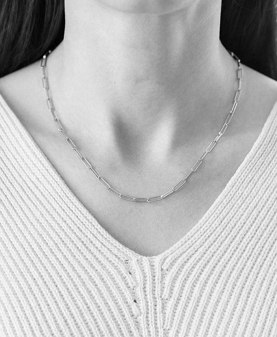 Damen V Design Lab Halsketten | Essentials Chain Necklace - Halskette Mit Weissgold Vergoldet