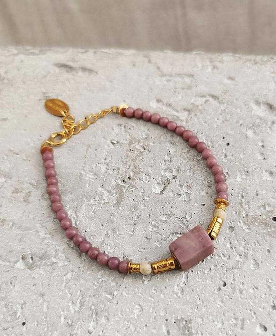 Damen Elise Tsikis Bracelet & Armringe | Armband / Bracelet "Gokarna Violet" Vergoldet Mit Steinen