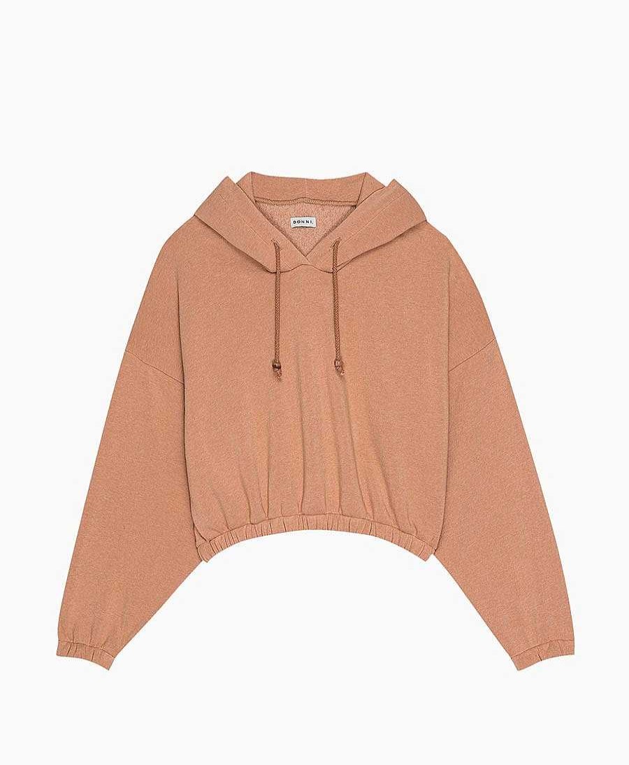 Damen DONNI. Oberteile | Vintage Fleece Cropped Hoodie - Lachs