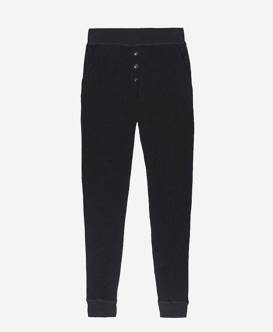 Damen DONNI. Unterteile | Trainerhose Thermal Henley Sweatpant Aus Baumwolle - Schwarz