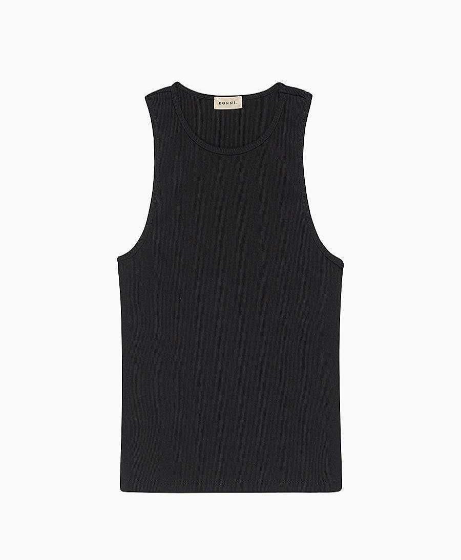 Damen DONNI. Oberteile | Geripptes Tank Top - Schwarz