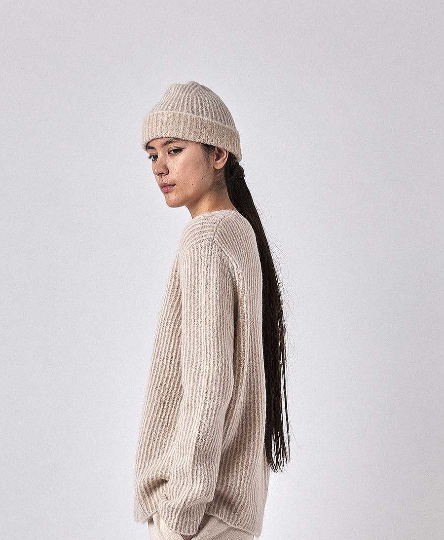 Damen 7115 by Szeki M Tzen, H Te & Schals | M Tze "Alpaca Striped Beanie" - Light Stripes