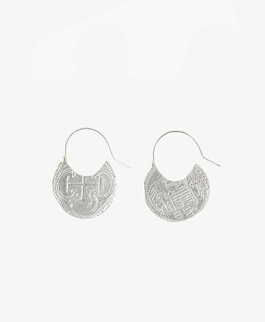 Damen Wild Fawn Ohrringe | Ohrringe Silber "Tesoro Coin Hoop Earrings"